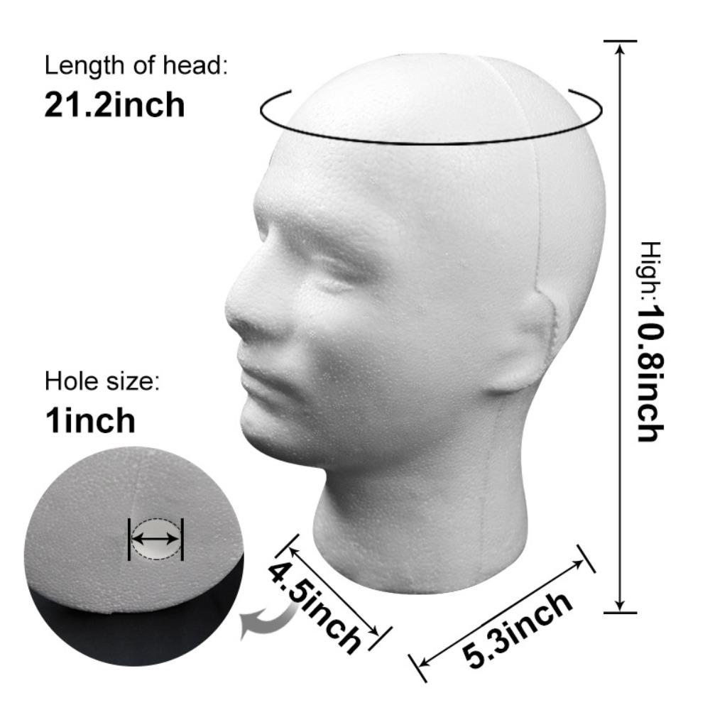 White Foam Head Model Wig Display Stand Rack Shopping Mall Closet Holder Male Mannequin Head