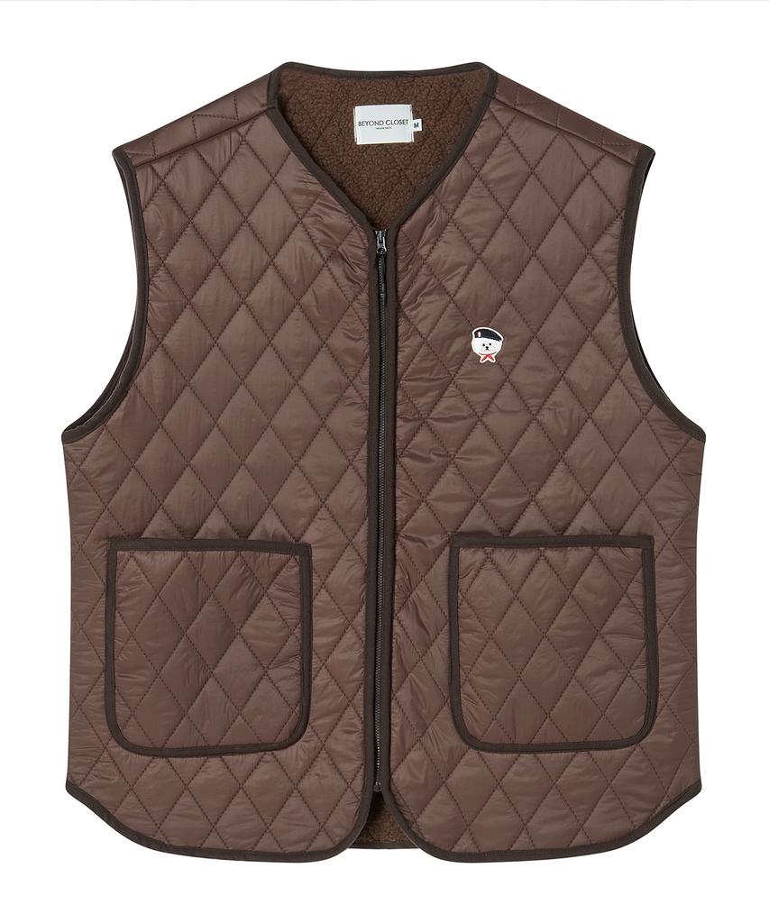Beyond Closet 1Lp Patch Point Quilted Vest Brown