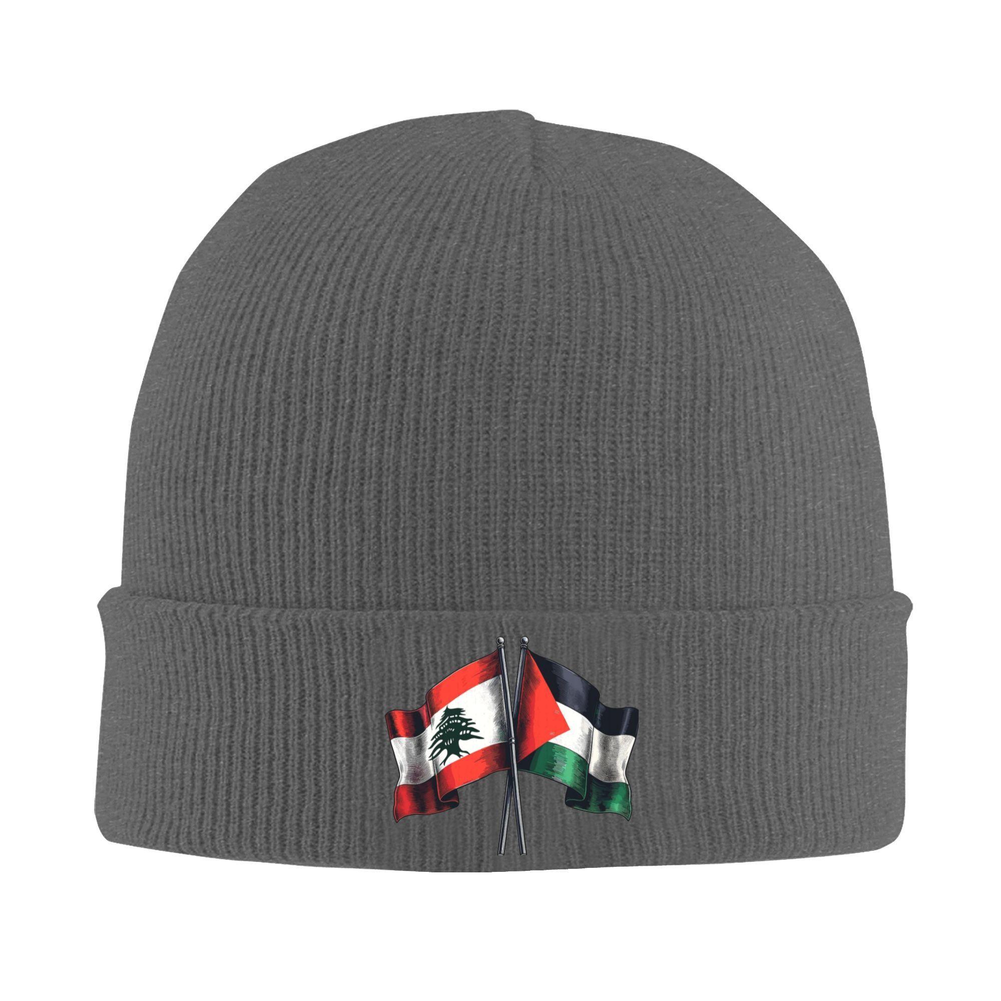 

Palestined and Lebanon Flags Hats Autumn Winter Beanie Warm Caps Female Male Acrylic Knitted Hat