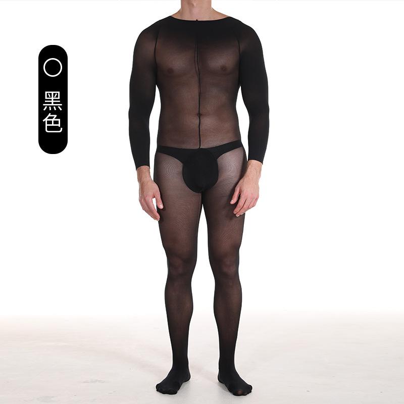 Qinghe Men's Stockings Onesie 10D Velvet Full Body Mask, Soft Texture, High Elasticity, Tight and Transparent