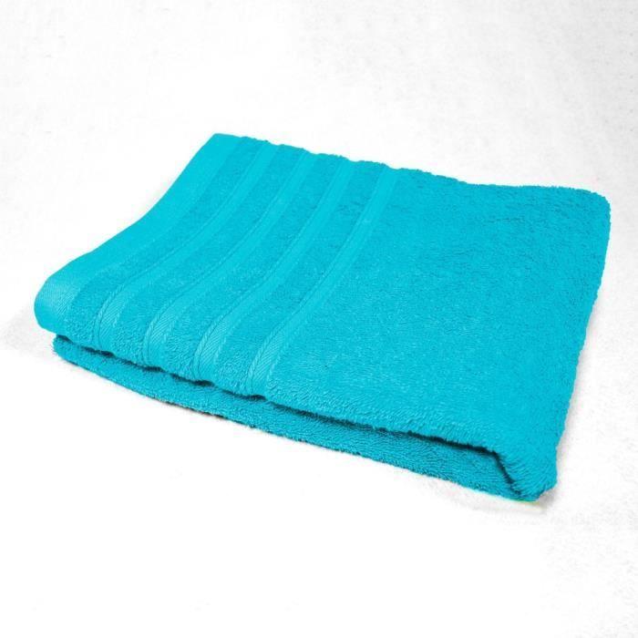 Serviette de toilette - DOUCEUR D'INTERIEUR - Vitamine - 100% coton - 50x90 cm - Turquoise