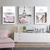 Pink Flower Posters Paris Tower Picture Nordic Canvas Painting for Living Room Girls Bedroom Wall Art Prints Fashion Home Decor