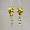 Vintage Creative Hand Shape Dangle Earrings For Women Fashion Gothic Jewelry Crystal Tassel Pendant Earrings Accessory Gift
