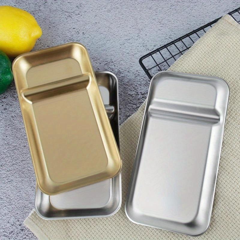 1pc Stainless Steel Food Tray Fruit Snack Serving Plates Tableware Dumpling French Fries Dishes Kitchen Restaurant Utensils