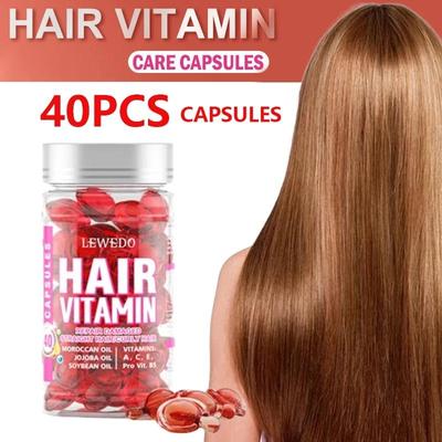 40 Stück Haar-Vitamin-Kapseln Hair Repair Ätherische Ölkapseln Geschmeidiges trockenes Haar Keratin Pflanzenkomplex-Öl Trockenes strapaziertes Haar