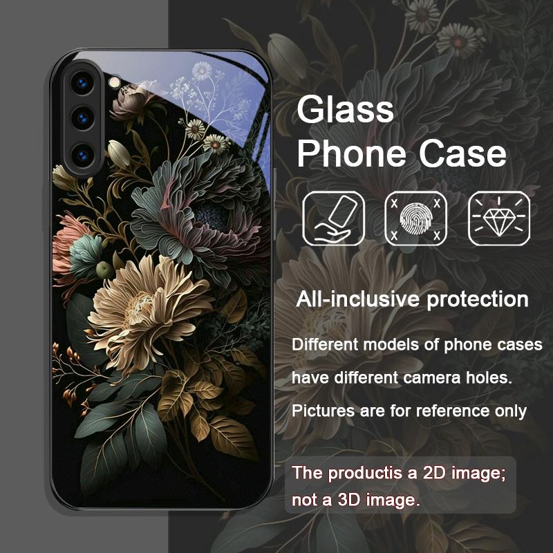 

Чехол из закаленного стекла с винтажным цветочным принтом пионов для Samsung Galaxy S25 Ultra S24 S23 Plus S22 S21 S20 FE M53 Galaxy S25 Ultra