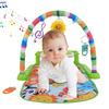 Baby Piano Play Mat, Kick & Play Baby Activity Gym, Musical Tummy Time Mat with 5 Colorful Hanging Toys, Baby