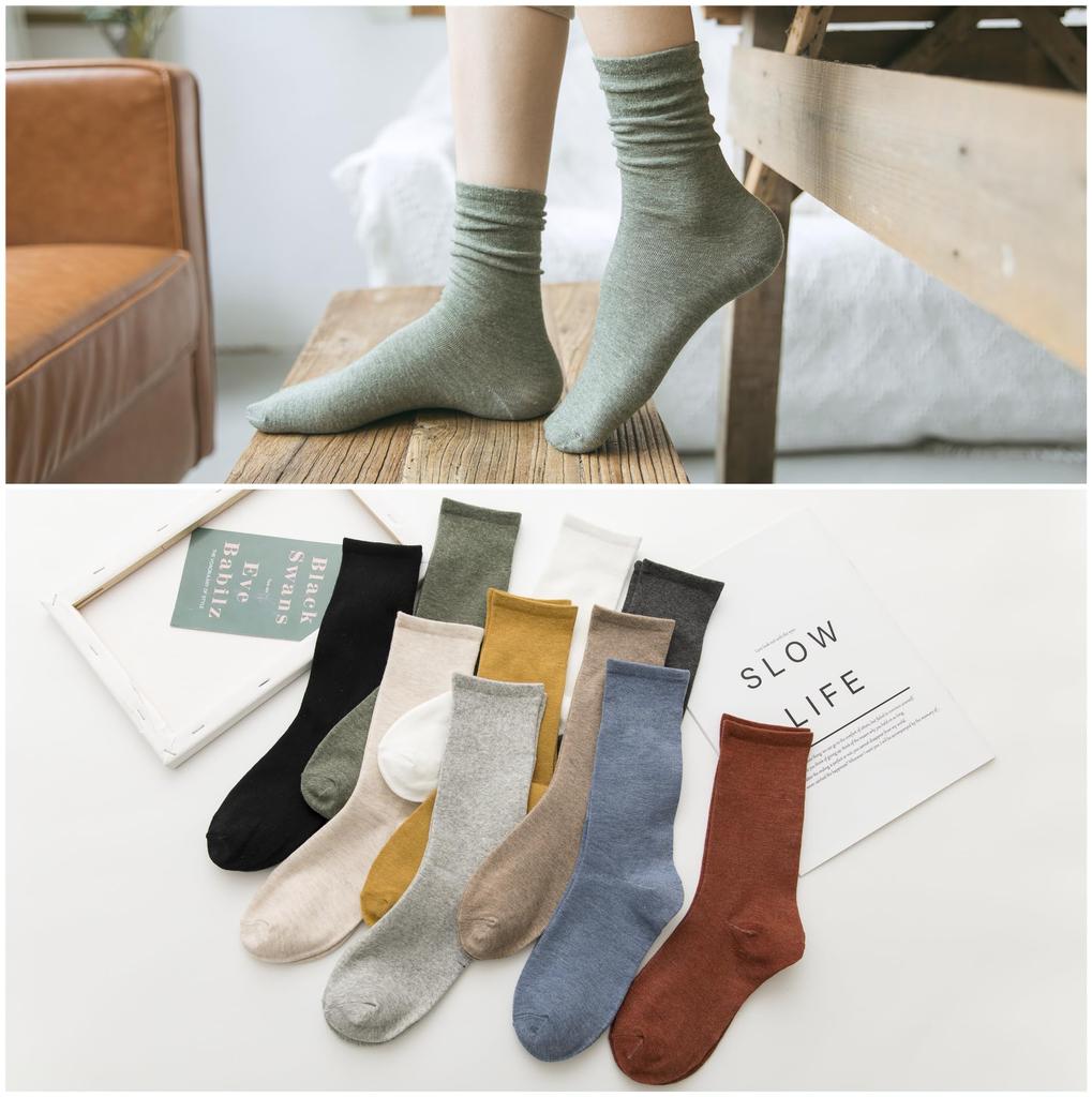 Loose Solid Cold Perfect for and Cream [KYULM7] Socks, Cute, Cotton, Thick, Weather, Warm, Commuting, Spring, Autumn, Winter, Stylish, Soft, Simple,