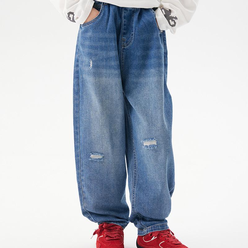 

Детские ретро свободные джинсы-морковки - корейский стиль для осени/зимы 2025 120 синий