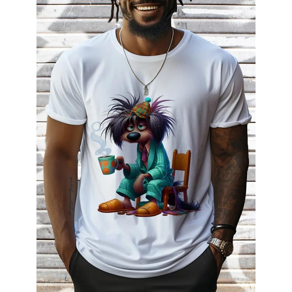 Sommer Herren Outdoor Freizeit Atmungsaktives T-Shirt Kurzarm Cartoon Tier 3D Gedrucktes Muster Groß Übergröße Locker Herren Kinder T-Shirt