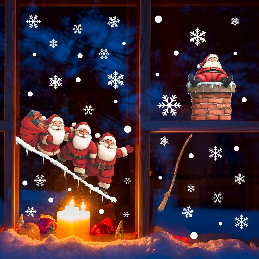 Personalized Santa Claus Festive Atmosphere Glass Door and Window Decorative Stickers for Giving Gifts