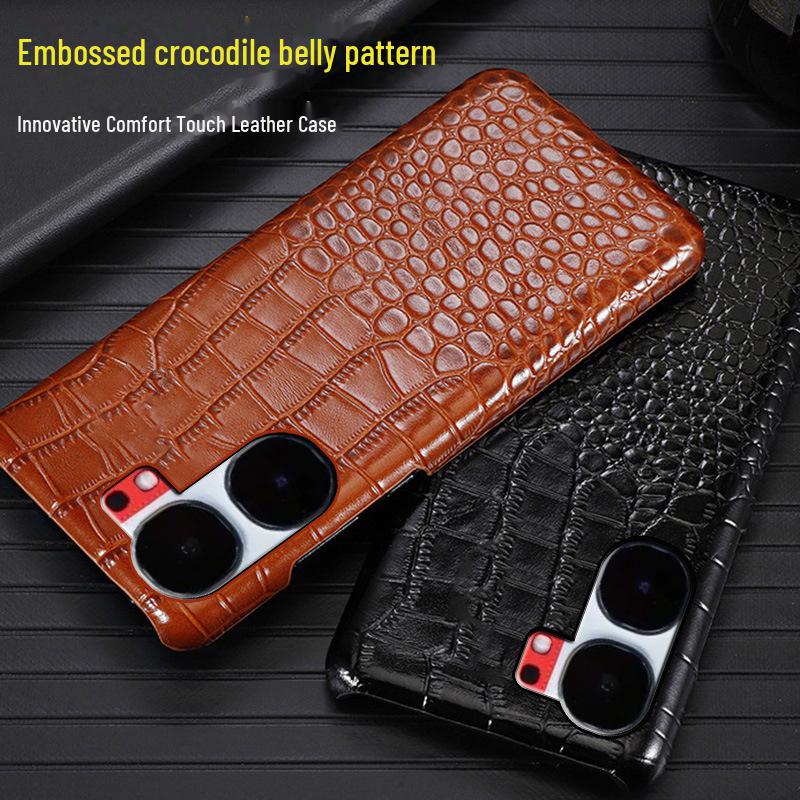 iQOO Neo9 Leather Protective Case with Crocodile Pattern: High Quality Genuine Leather Half-cover for Neo9 and Neo9Pro.