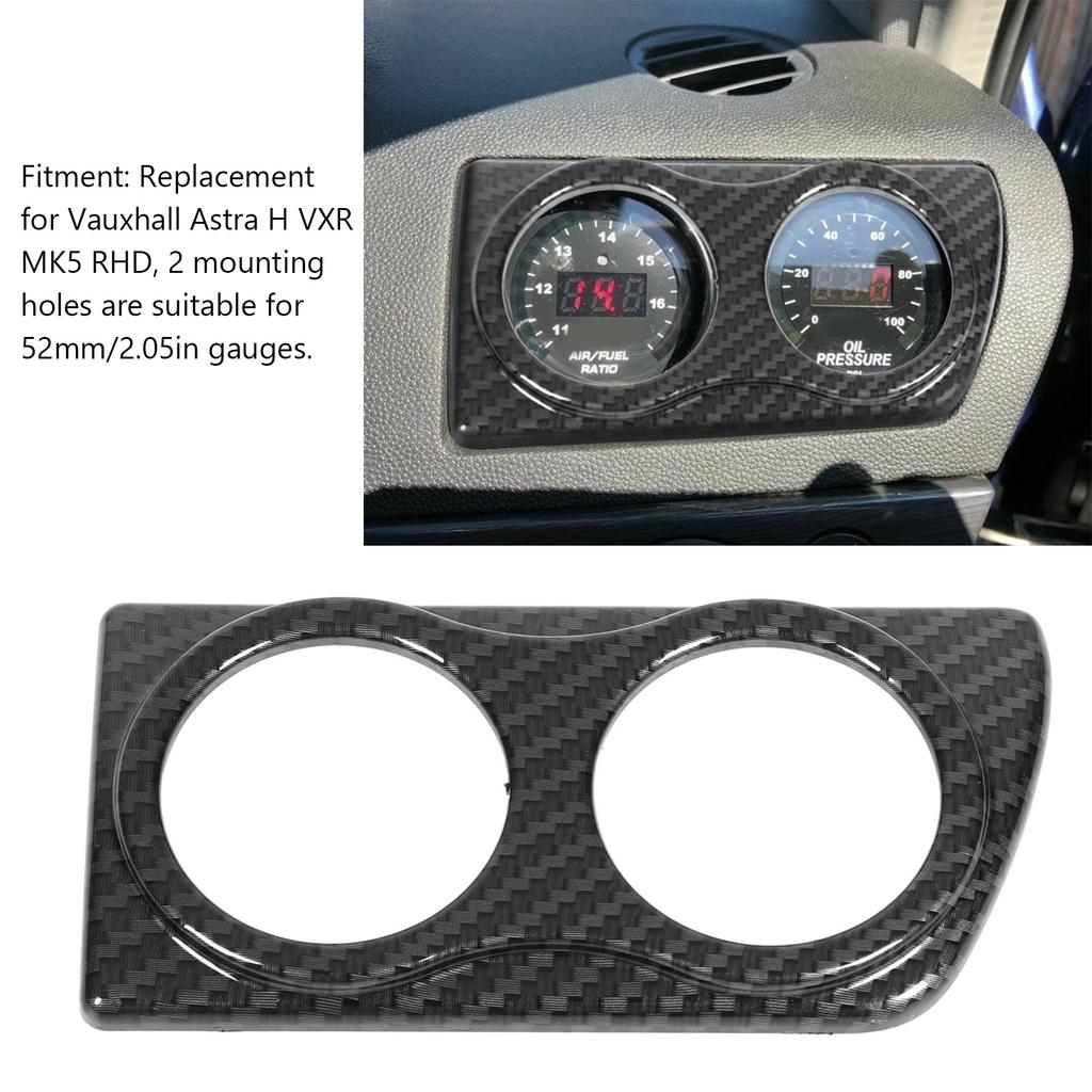 52mm Car Dashboard Dual Gauge Cover Carbon Fiber Style Replacement for Vauxhall Astra H VXR MK5 RHD