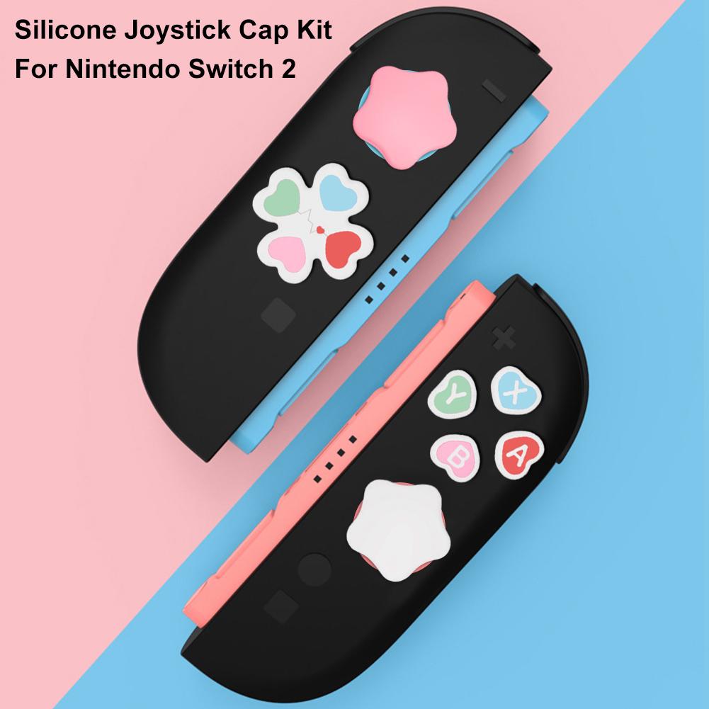For Nintendo Switch 2 Button Grips Caps Joystick Cap+Button Thumb Sticker Set ABXY Key Silicone Button For Switch 2 Accessories