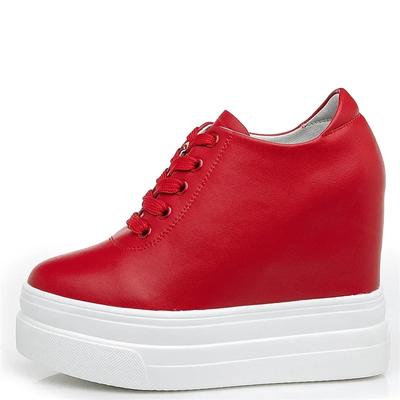 Echtes Leder Erhöhte Damenschuhe 11cm Mode Klassische Freizeitschuhe Original Koreanische Version Absätze Herbst Neuer Sneaker Damen