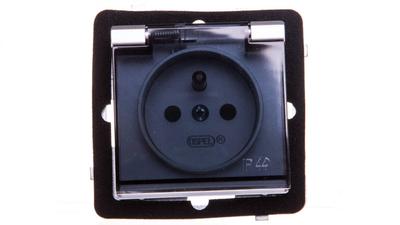 Sonata Splashproof Socket Z/U Ip44 With Shutters Transparent Flap Matt Silver Gph-1Rzp//38/D