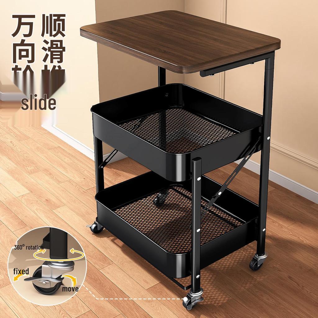Beweglicher mehrstöckiger Snack- und Kaffeetisch: Faltbares Regal für Wohnzimmer & Schlafzimmer