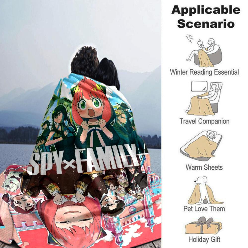 Spy x Family Anime Print Flannel Blanket High Quality Warm Comfortable Cover for All Seasons Perfect for Gifts Home Decor
