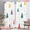 2pcs,2D Plane Printing Curtains Digital Printed Christmas Trees Snowflakes Festive Versatile Polyester Fabric (without Rod)