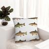 Pillow Cover Vintage Fish Trout Pattern Cushion Cover Cartoon Fishes Pillow Case For Chair Sofa Home Decoration Pillowcases