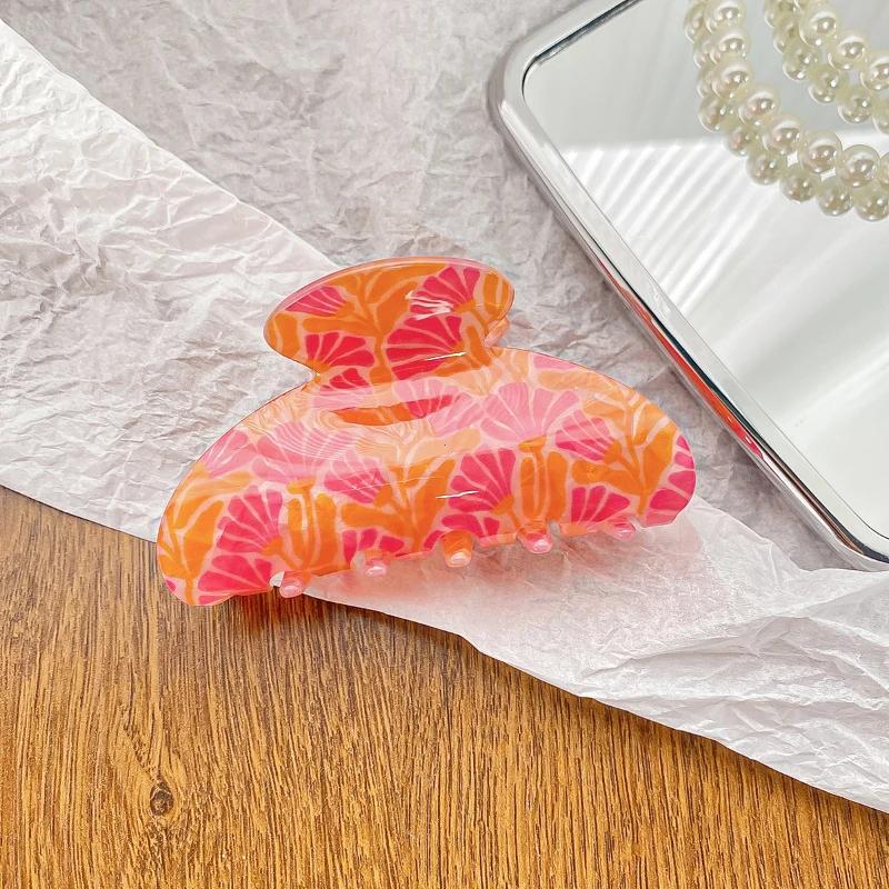 Vintage Floral Hair Claw Female Temperament Elegant Printing Claw Clip Crab Hair Clips Colorful Shark Clip Hair Accessories 2024