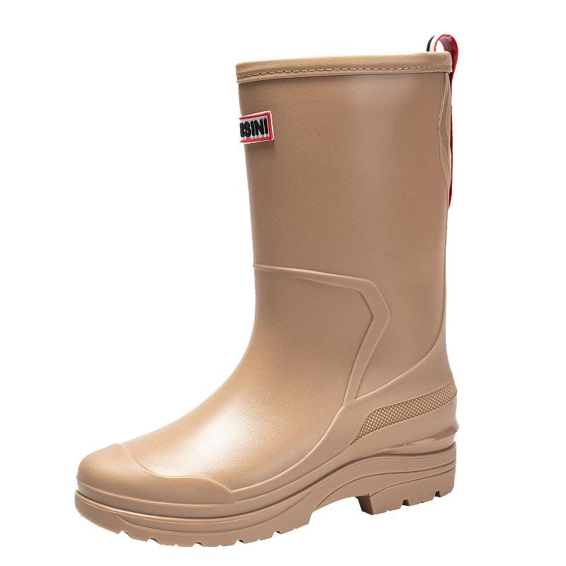New Rain Shoes Women's Bundle Water Shoes Fashion Medium Tube Rain Boots Students Wear Work Waterproof Glue Shoes Women