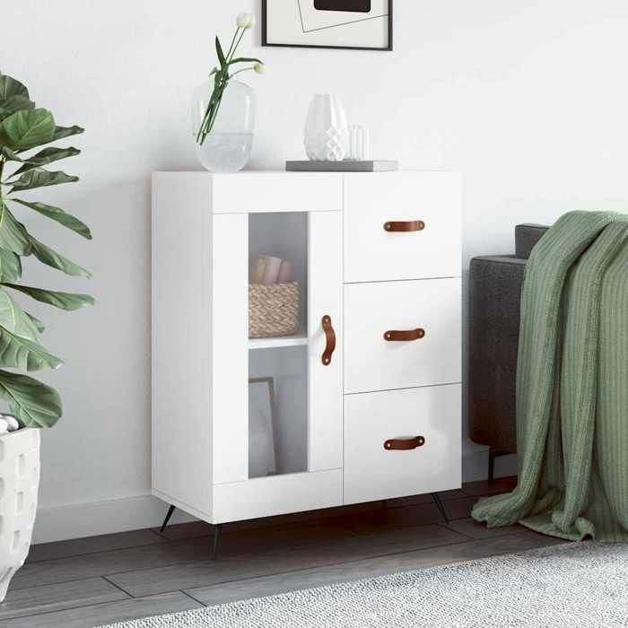 VidaXL Buffet Blanc brillant 69,5x34x90 cm Bois d'ingénierie 828014