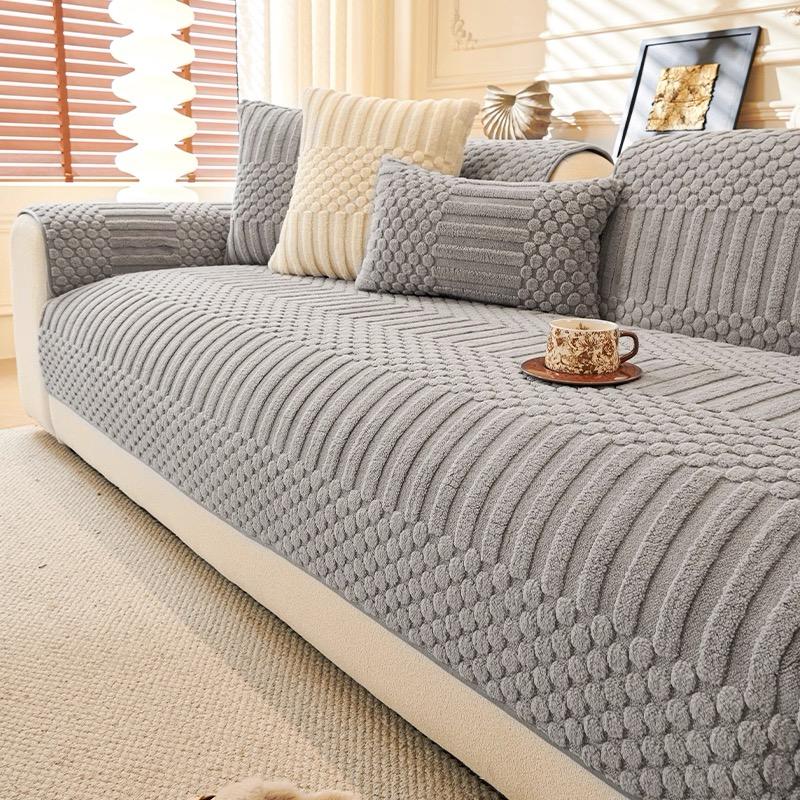 Extra Dicker Thermischer Winkel-Jacquard-Stoff Fleece-Stoff Griffiger Sofaschutz für Wohnzimmer-Couch-Sitzmöbelbezug Thermisch Unifarben Gesteppter Fleece 90*90cm