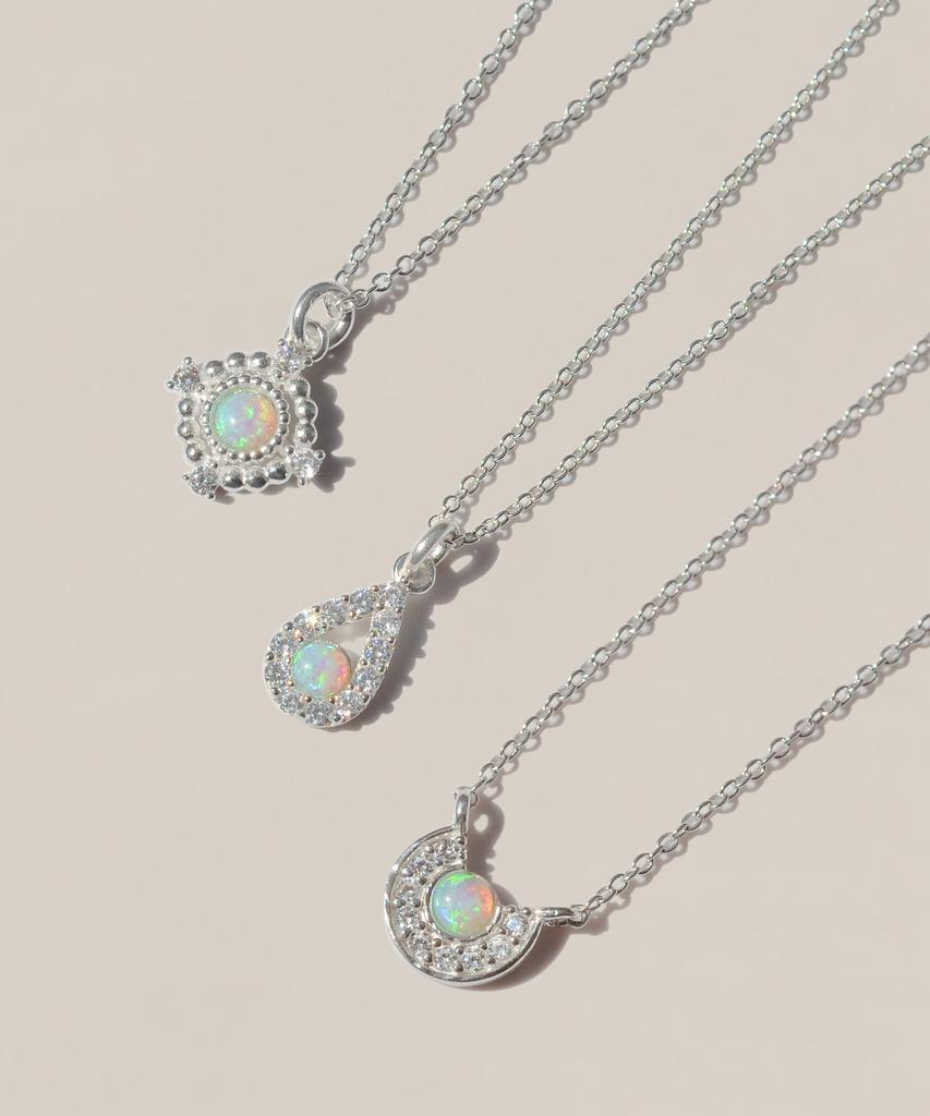 47Bag 925 Silver Teardrop Opal Gemstone Necklace