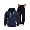 2026 Men's European Size Hoodie & Sweatpants Two-Piece Set - Half-Zip Hoodie & Straight Leg Pants