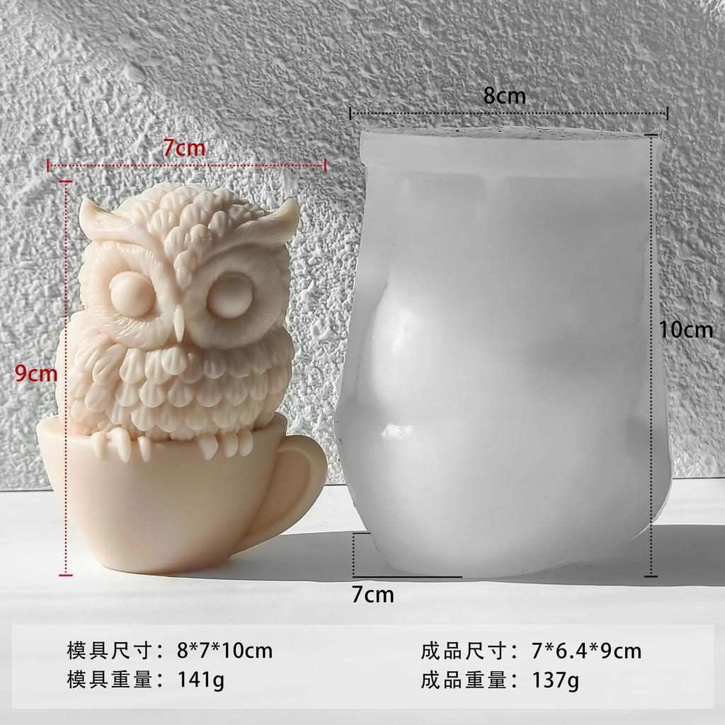 New Owl Candle Silicone Mold 3D Owl Crafts Resin Plaster Cement Casting Tool DIY Handmade Soap Candle Making Supplies