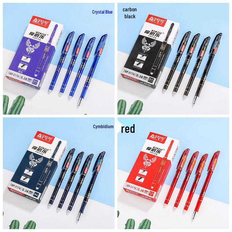 3176 Transparent Erasable Gel Pen - 0.38mm Blue, Red & Black Ink, for Office and Student Use