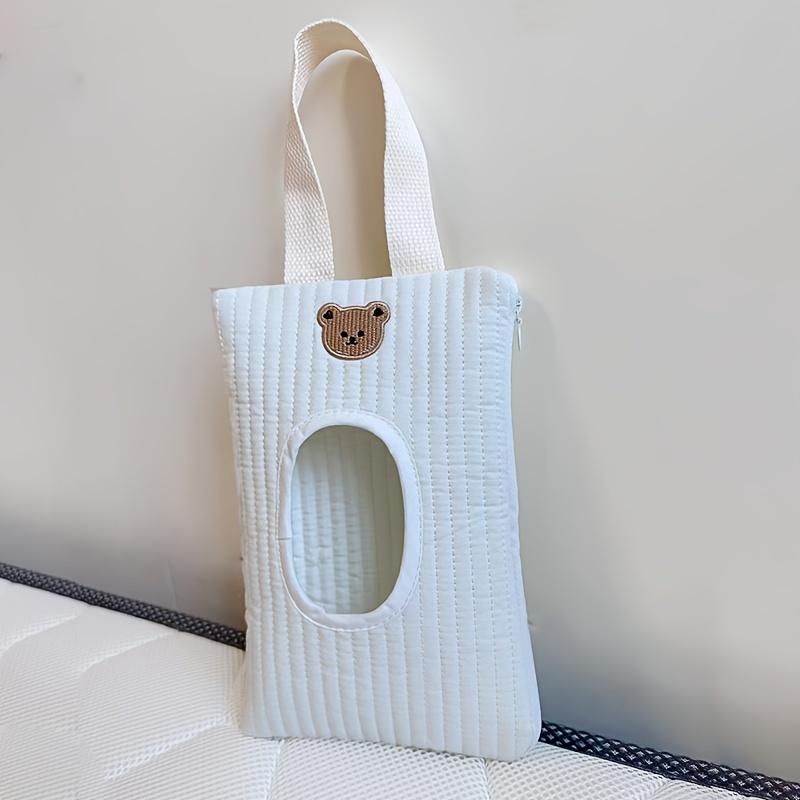 1pc Cute Cartoon Animal Fabric Tissue Holder, Portable Pull-Out Wet Tissue Storage Bag with Handle, Suitable for Car and Travel Use