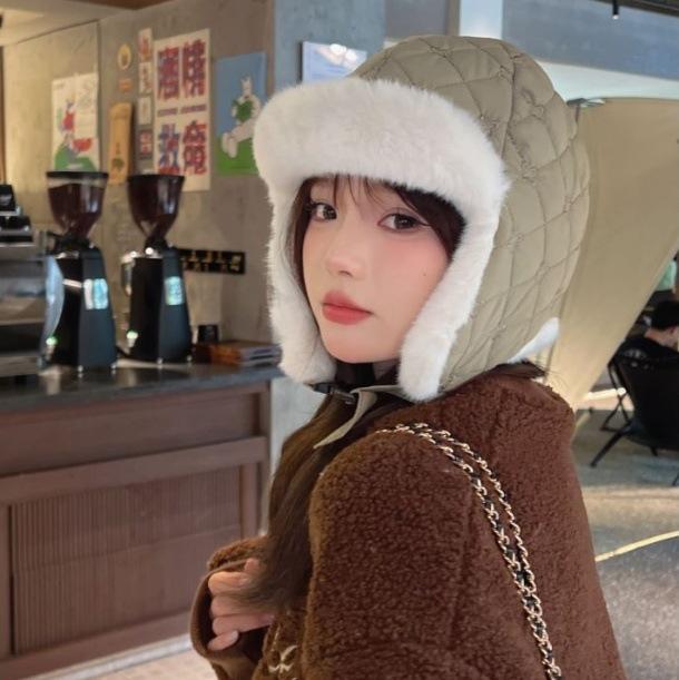 Warm plush big head circumference men's and women's cycling cold-proof plush warm ski cap windproof ear cap