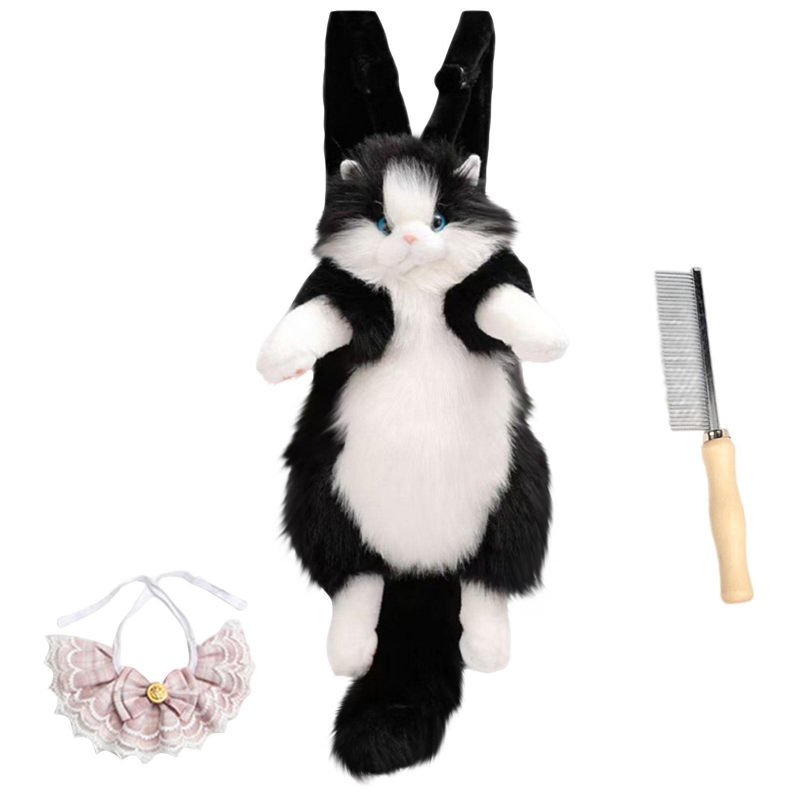 

Рюкзак в виде мягкой игрушки Милый плюшевый рюкзак в виде кошки, Сделанный вручную реалистичный рюкзак в форме кошки для сопровождения плюшевой кошки One Size