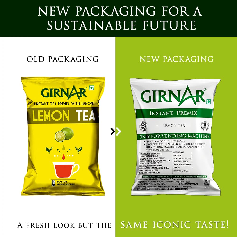 Girnar Instant Lemon Tea Premix Black Tea Powder For Vending Machines Easy Hot Beverage 1 Kg Pack