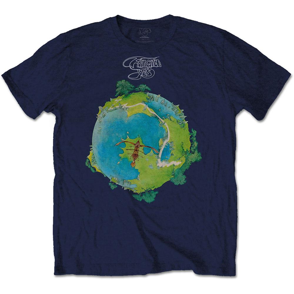 Yes T Shirt Fragile Band Logo new Official Mens Navy Blue M
