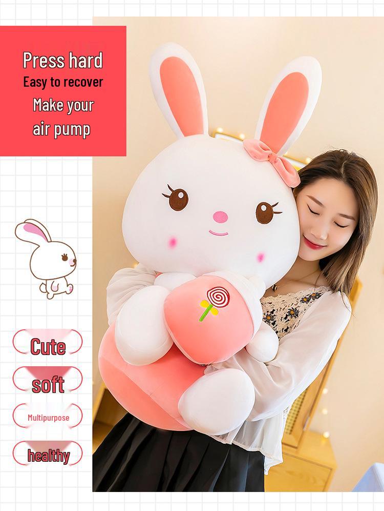 Adorable White Bunny Plush Pillow - Cute Rabbit Doll for Kids' Birthday Gift