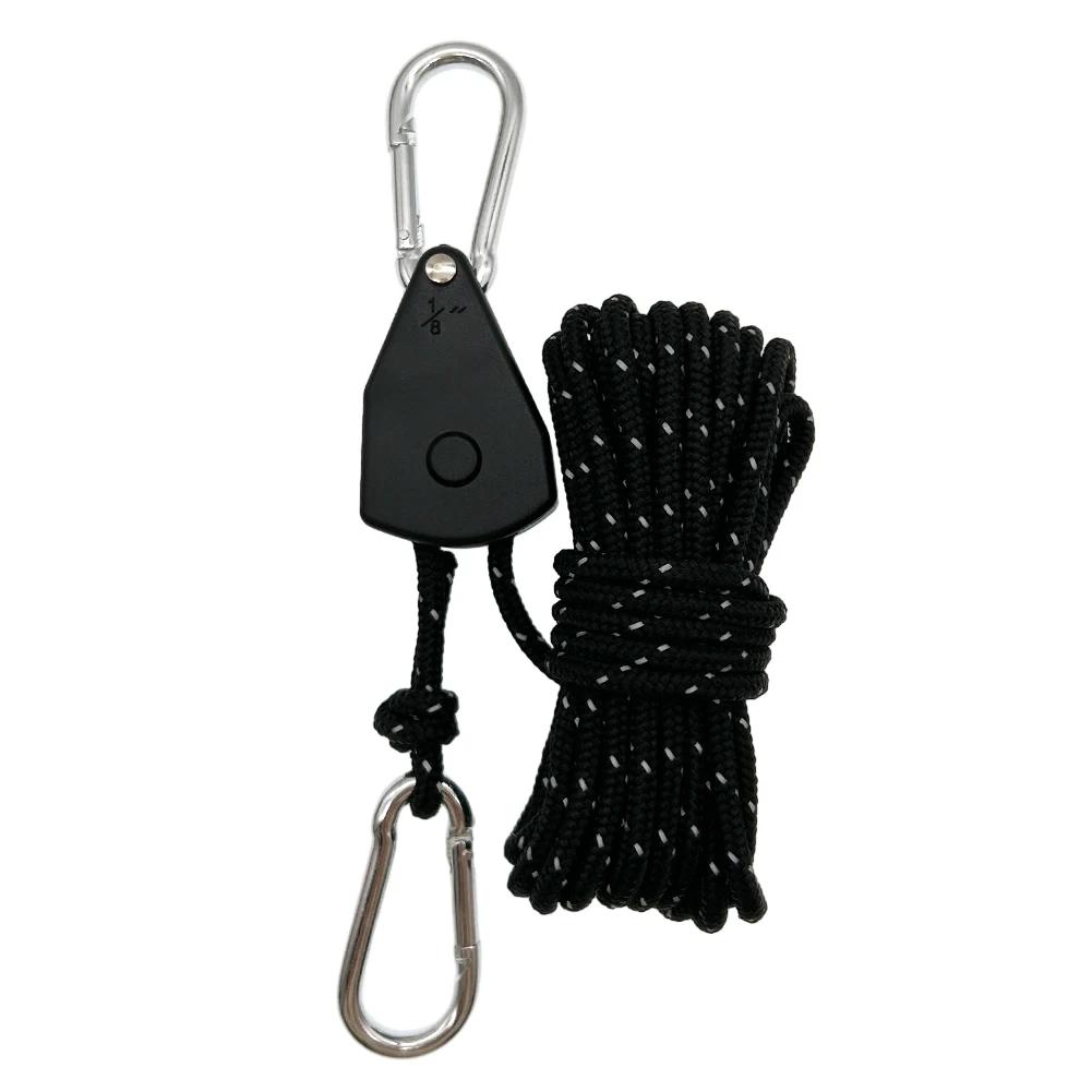 5M Pulley Adjuster Ratchet Kayak and Canoe Boat Bow Stern Rope Lock Outdoor Tie Down Strap 4mm Heavy Duty Adjustable Rope Hanger