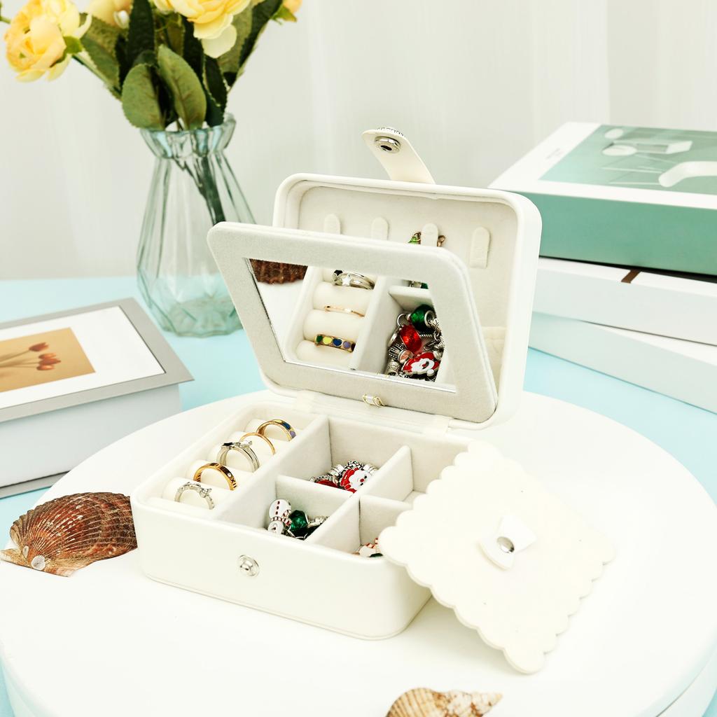 Portable Jewelry Storage Box Mini Travel Jewelry Box Sqaure Jewelry Storage Case Earrings Necklace Ring Organizer Display