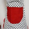Women Cute BowKnot Dot Aprons Kitchen Restaurant Cafe Bib Cooking With Pocket