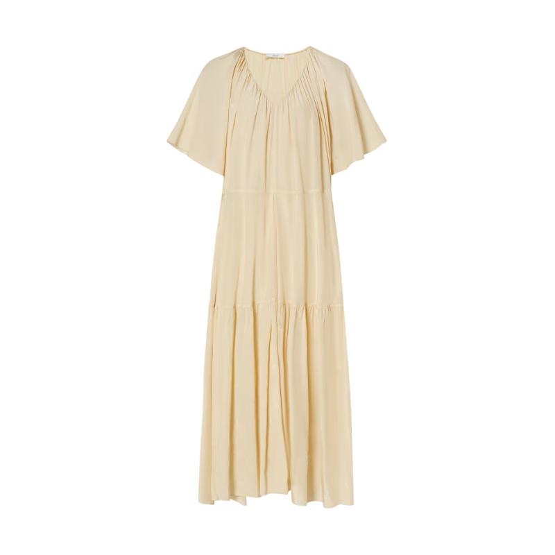 Edition Pleated Ruffle Sleeve Resort Style Long Dress