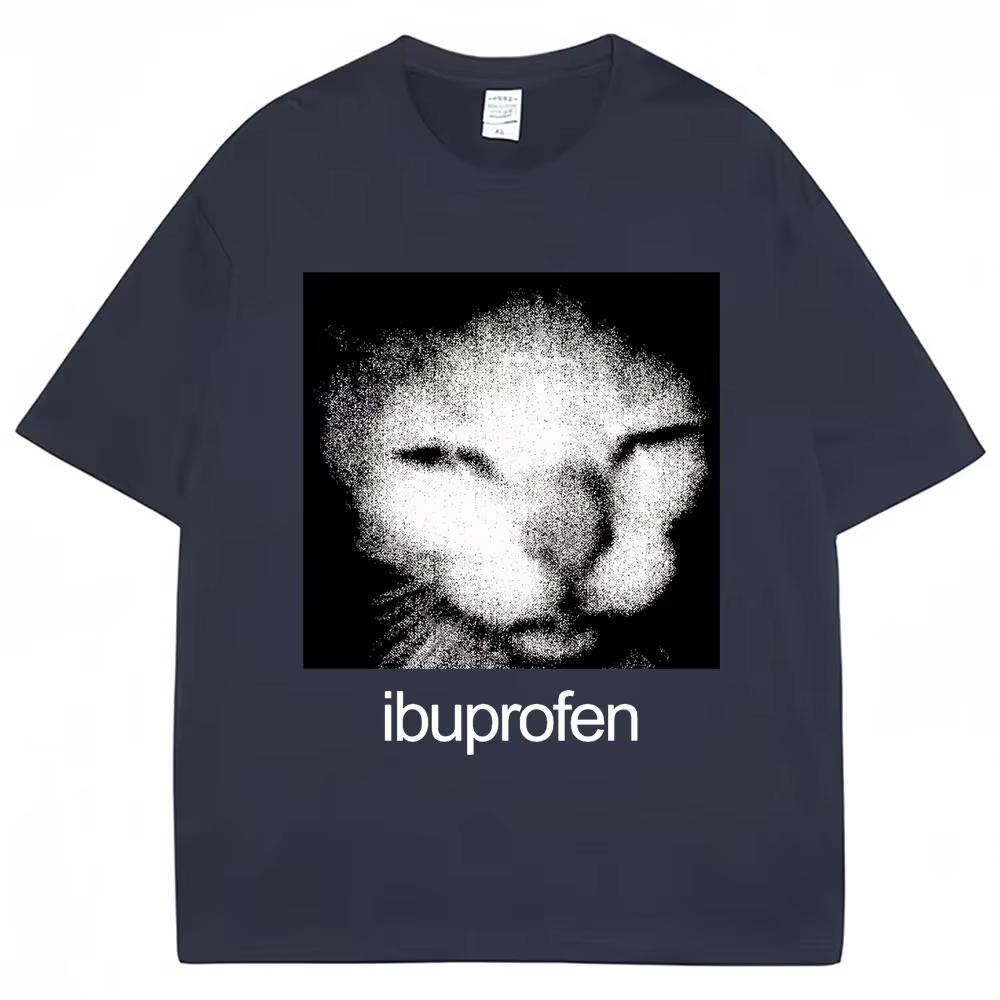 Funny Ibuprofen Cat Meme Graphic T Shirt Men's Women Humor Fashion Vintage T Shirts Oversized Cotton Casual Streetwear T-shirts