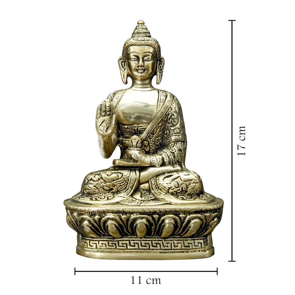 Brass Buddha Ji Statue | Height-17 cm Aprrox. Vastu Idol for Home and Office | Zonal Placement-WNW|