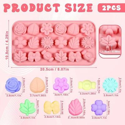 18-Cavity 3D Silicone Mold - Bow Leaf Jelly Ice Pudding Soap Mold Fondant Chocolate Cake Decorations DIY Baking Tool