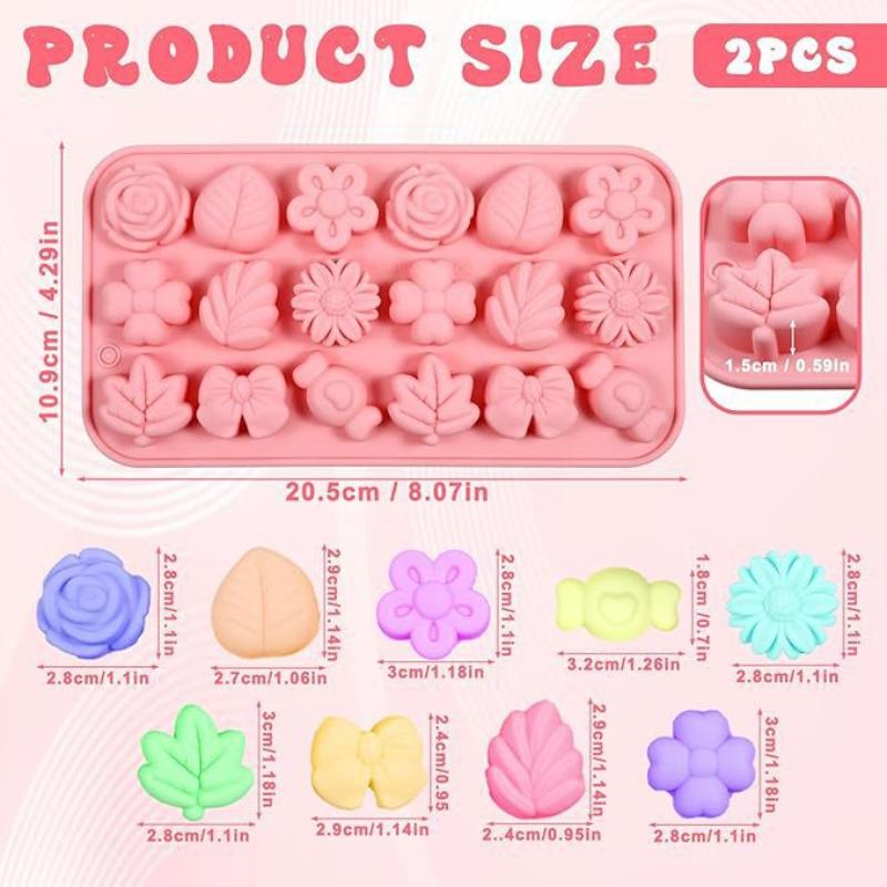 18 Cavity 3D Silicone Mold Bow Leaf Jelly Ice Pudding Soap Mold Fondant Chocolate Cake Decorations Baking Tool