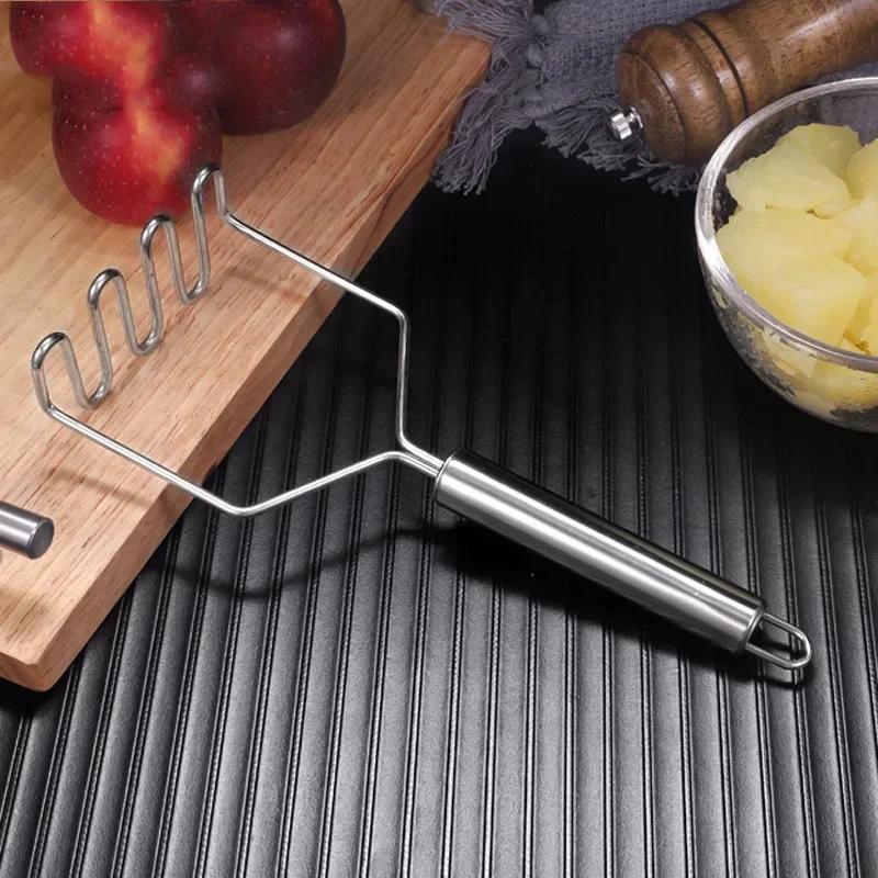 1PC Stainless Steel Potato Masher Potato Crusher Wave Shape Cutter Kitchen Accessories Kitchen Gadget Cooking Tools