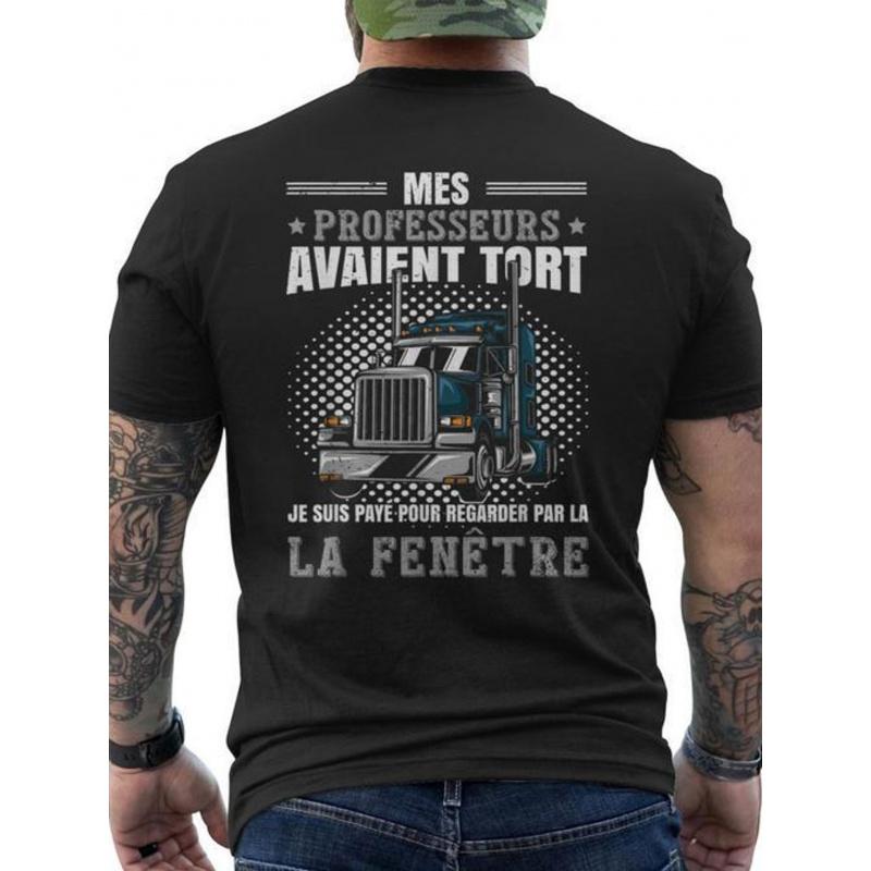 Truck Driver Trucker Truck Humor T-shirt Printed On Back - Men's Fashion T-shirt - Cotton - Round Neck - Comfortable & Breathable Fabric - Short