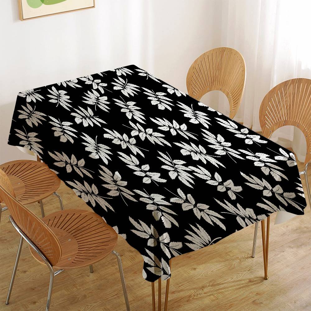 Plant Leaf (Green) Home Tablecloth - Waterproof, Anti-Stain, Rectangular For Dining Decor & Accessories