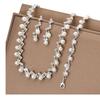 Super sparkling full diamond pearl necklace earrings suit bridal jewelry three-piece set